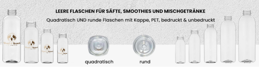 Saft- & Smoothie Flaschen PET, leer