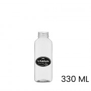 Saft- & Smoothie Flasche, bedruckt, 4-eckig, 330 ml